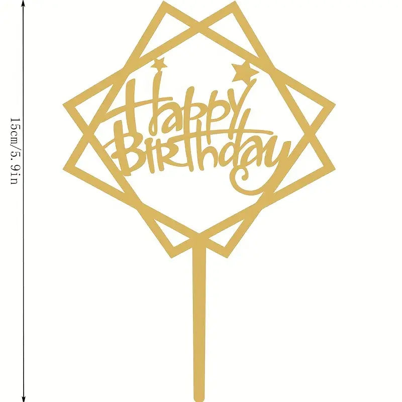 Acrylic - Happy Birthday- Star/ Boxed Cake Topper