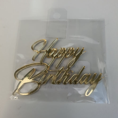 Acrylic Cake Small Fropper V2 - Happy Birthday - Gold