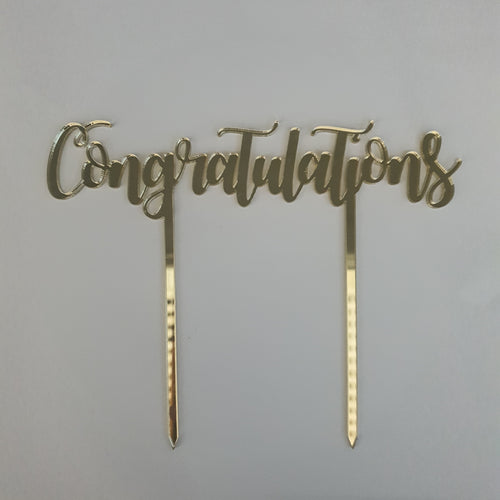 Acrylic Cake Topper  - Congratulations - Gold