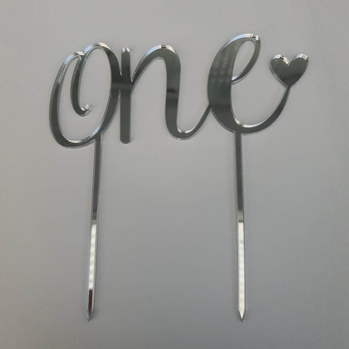Acrylic Cake Topper - One - Silver.