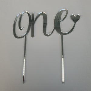 Acrylic Cake Topper  - One - Silver