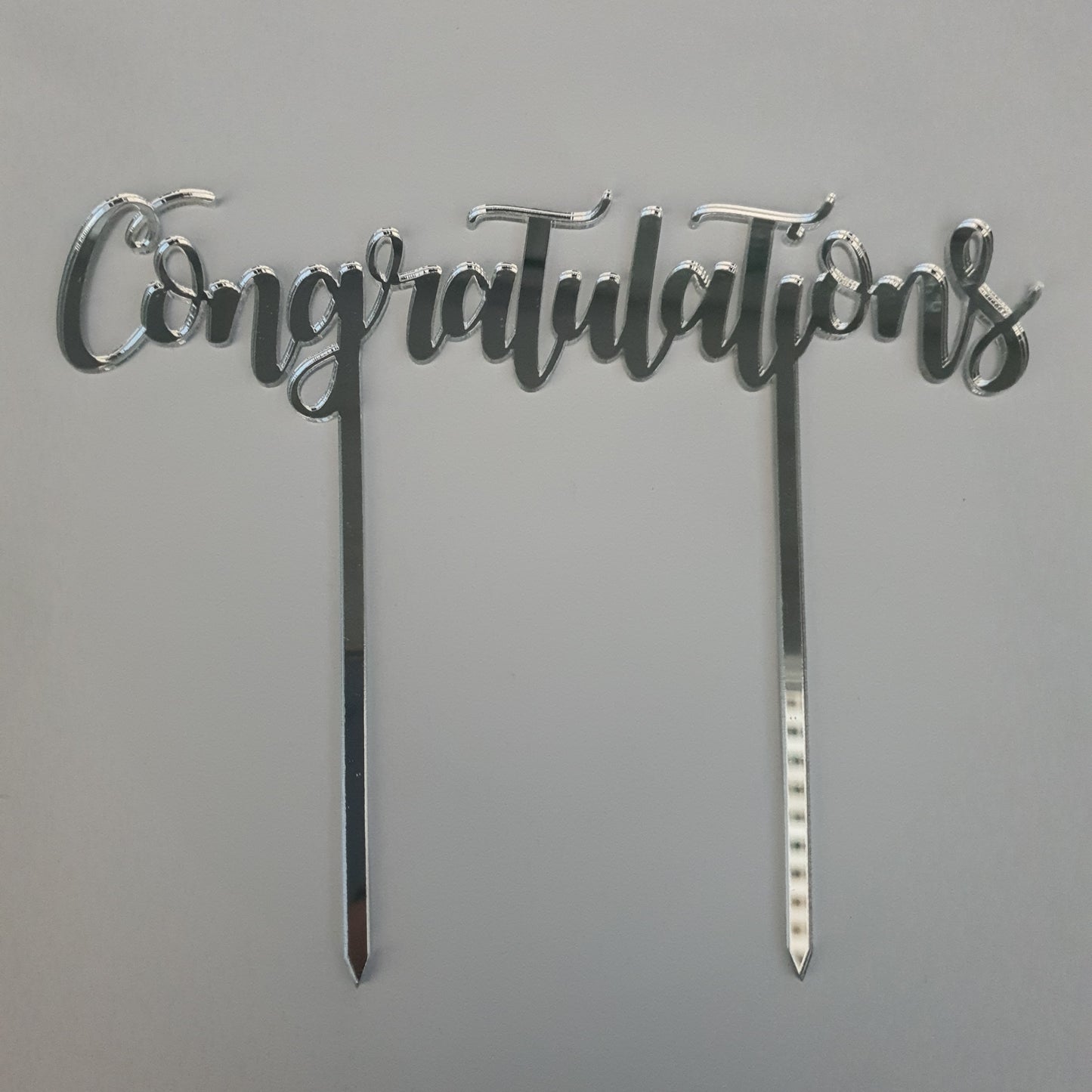 Acrylic Cake Topper - Congratulations - Silver.