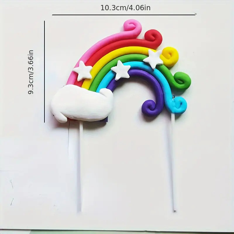 1PC Large Soft Ceramic Rainbow Cake Topper