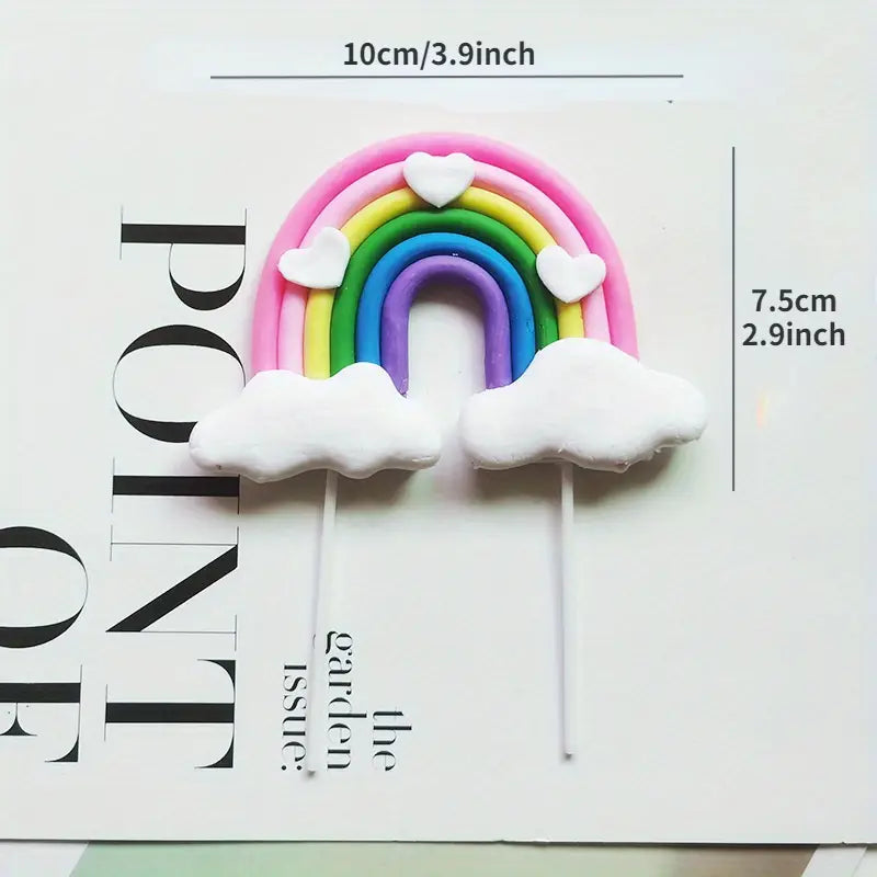 1PC Large Soft Ceramic Rainbow Cake Topper