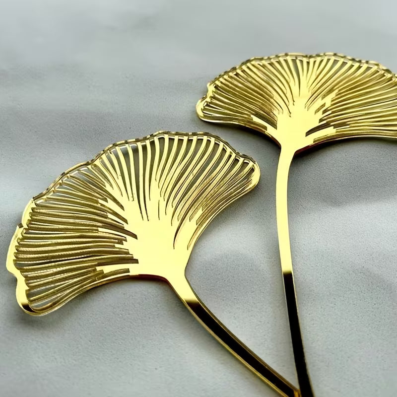 5pk - Acrylic Gold Ginkgo Leaves Cake Topper