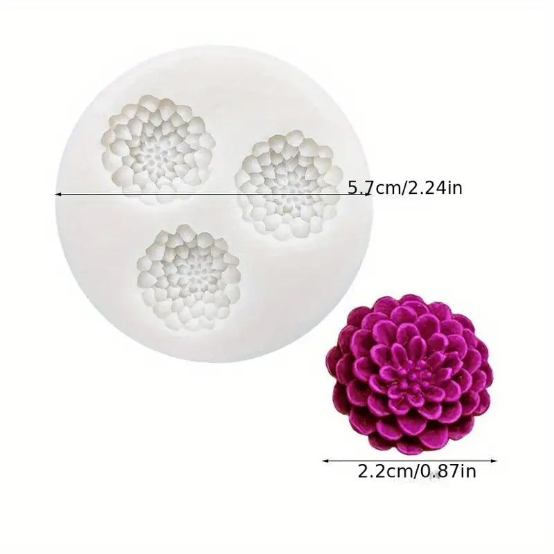 Silicone Mould - 3PC Dahlia Flower - S524