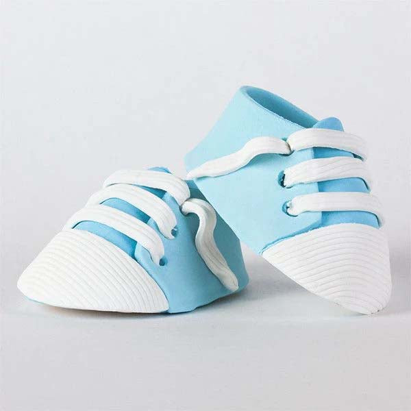 Handcrafted Sugar Topper - Baby Shoes Booties - Blue.