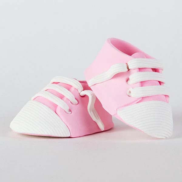 Handcrafted Sugar Topper - Baby Shoes Booties - Pink.