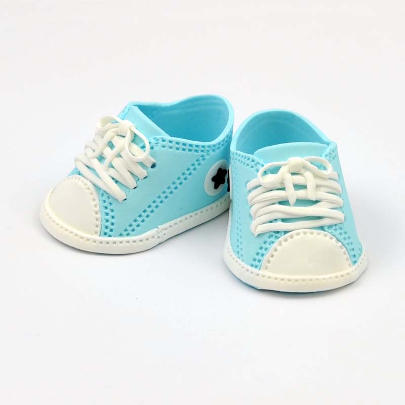 Handcrafted Sugar Topper - Blue Baby Sneaker.