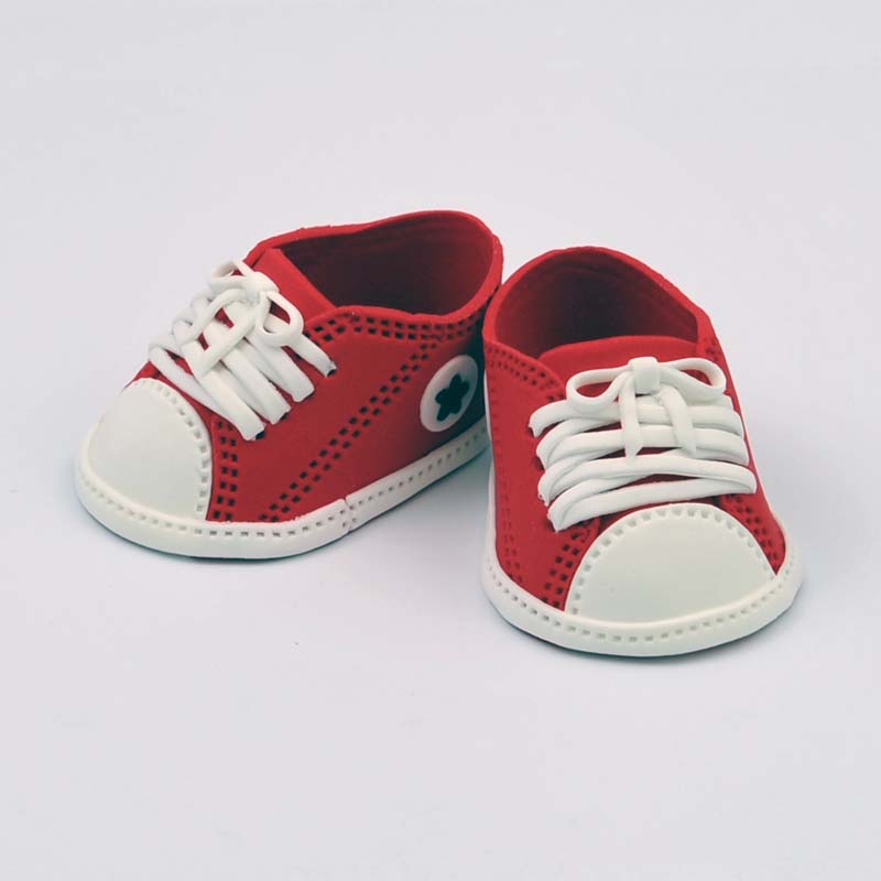 Handcrafted Sugar Topper - Red Baby Sneaker.