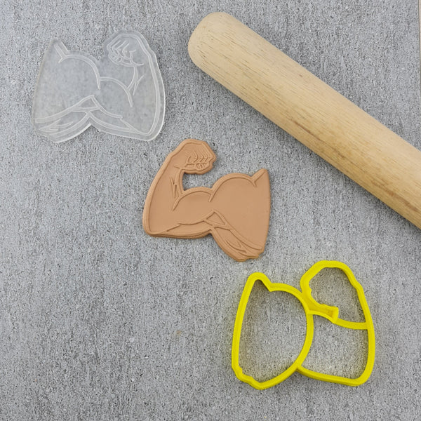 Custom Cookie Cutter - Strong Arm Cutter and Debosser Set.