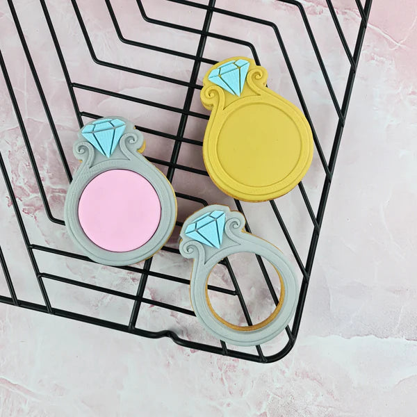 Custom Cookie Cutters Engagement Ring Cutter and Debosser Set