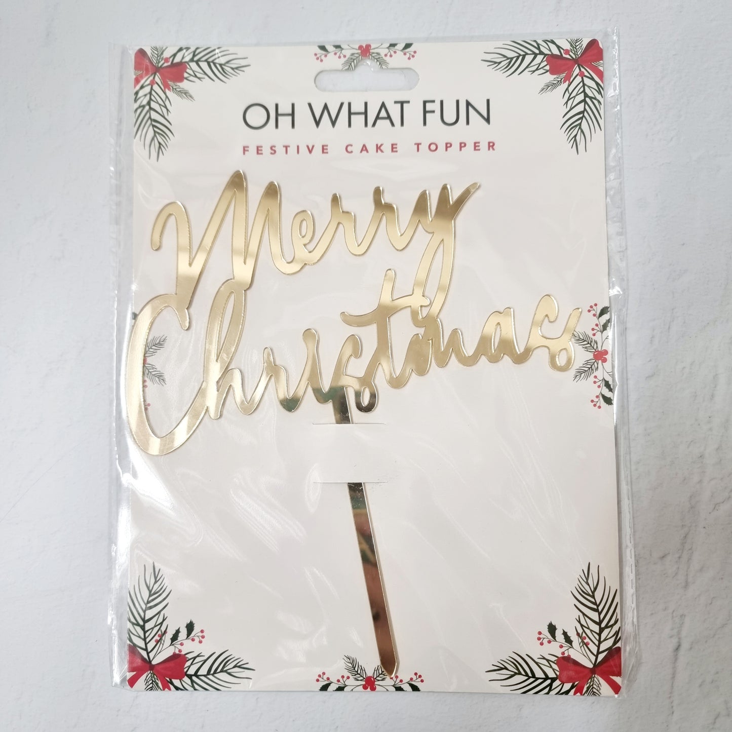 Merry Christmas Cake Topper - Gold.