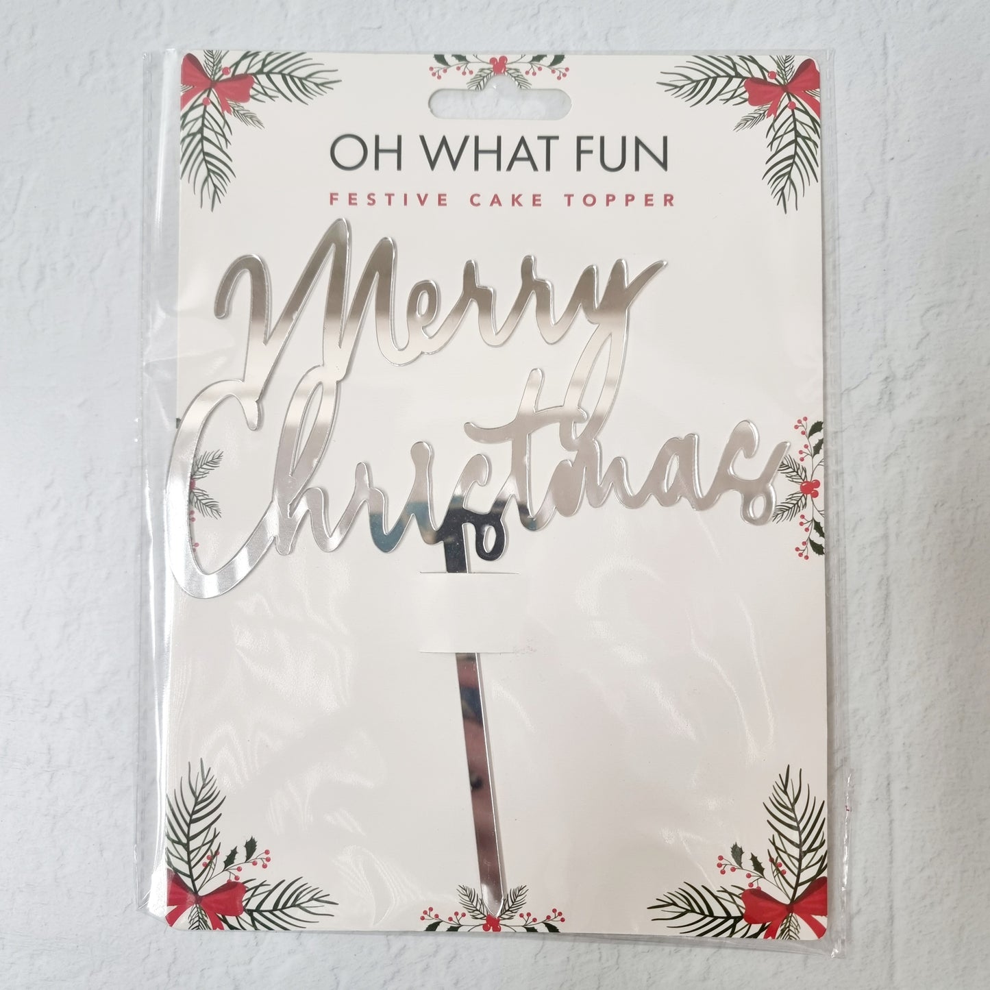 Merry Christmas Cake Topper - Silver.