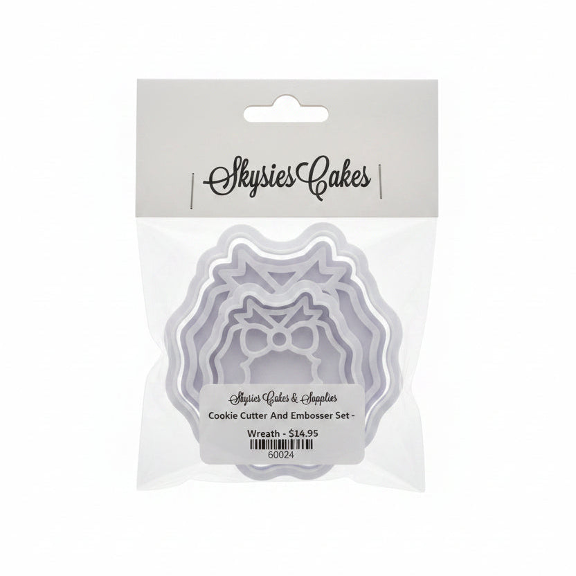 Cookie Cutter And Embosser Set - Wreath