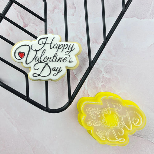 Custom Cookie Cutter - Mini Happy Valentine's Day Cutter & Debosser Set
