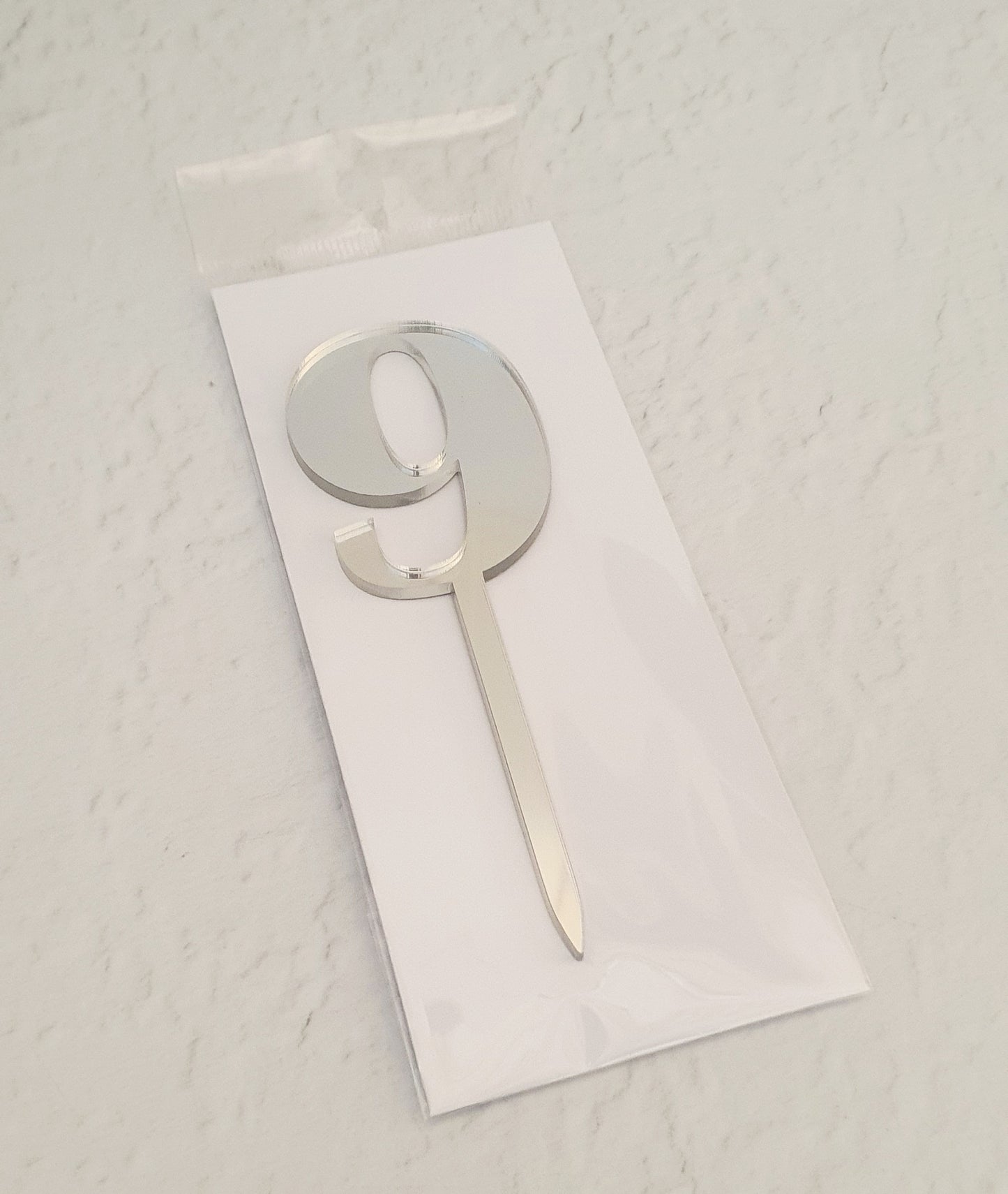 Number 0-9 - Cake Topper - Silver.