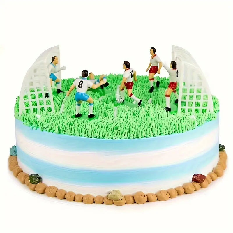 9pc Cake Topper Figurine Set - Soccer Goals and Players