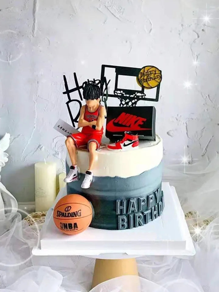 Basketball Player Sitting Figurine - Black Hair