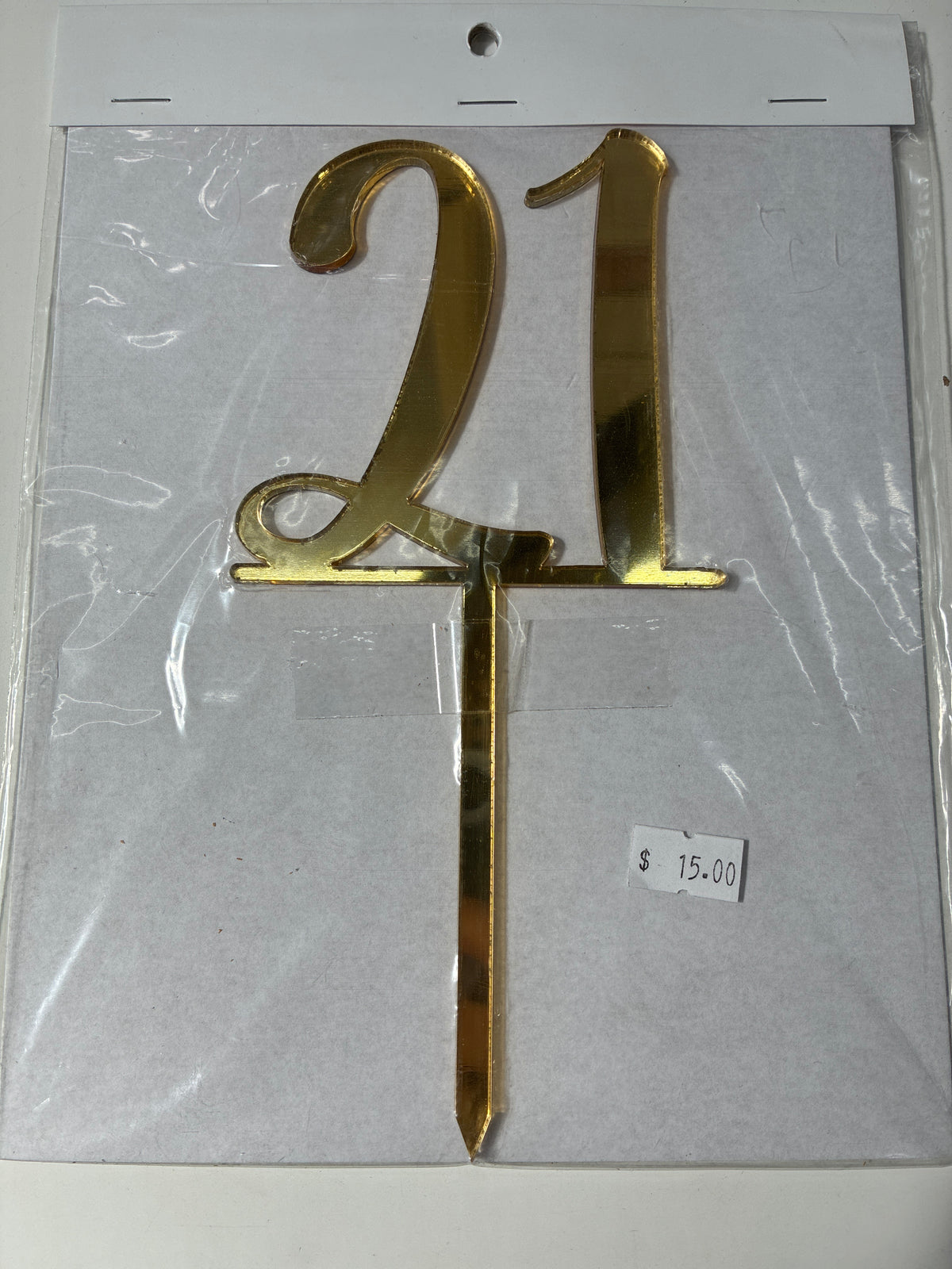 Acrylic 21 Number Topper - Bold - Gold