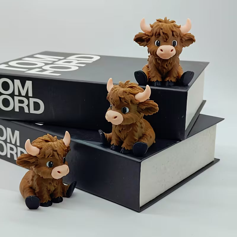1PC Printed Highland Cow Figurine