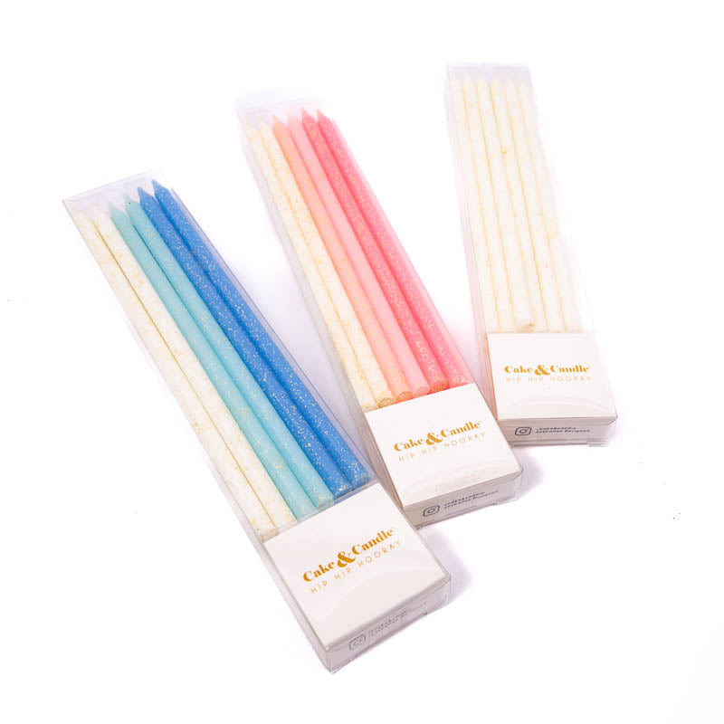 Cake & Candle White Glitter Cake Candles (Pack of 12).