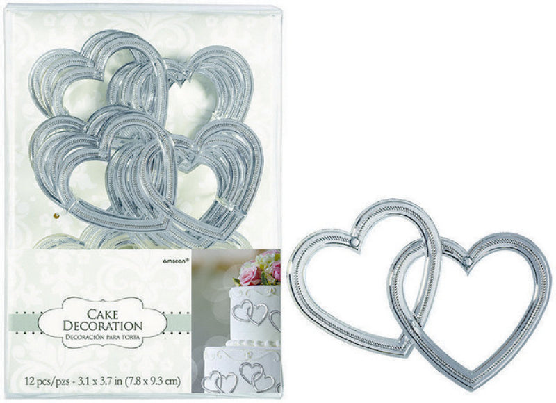 Electroplated Heart Cake Topper - Silver
