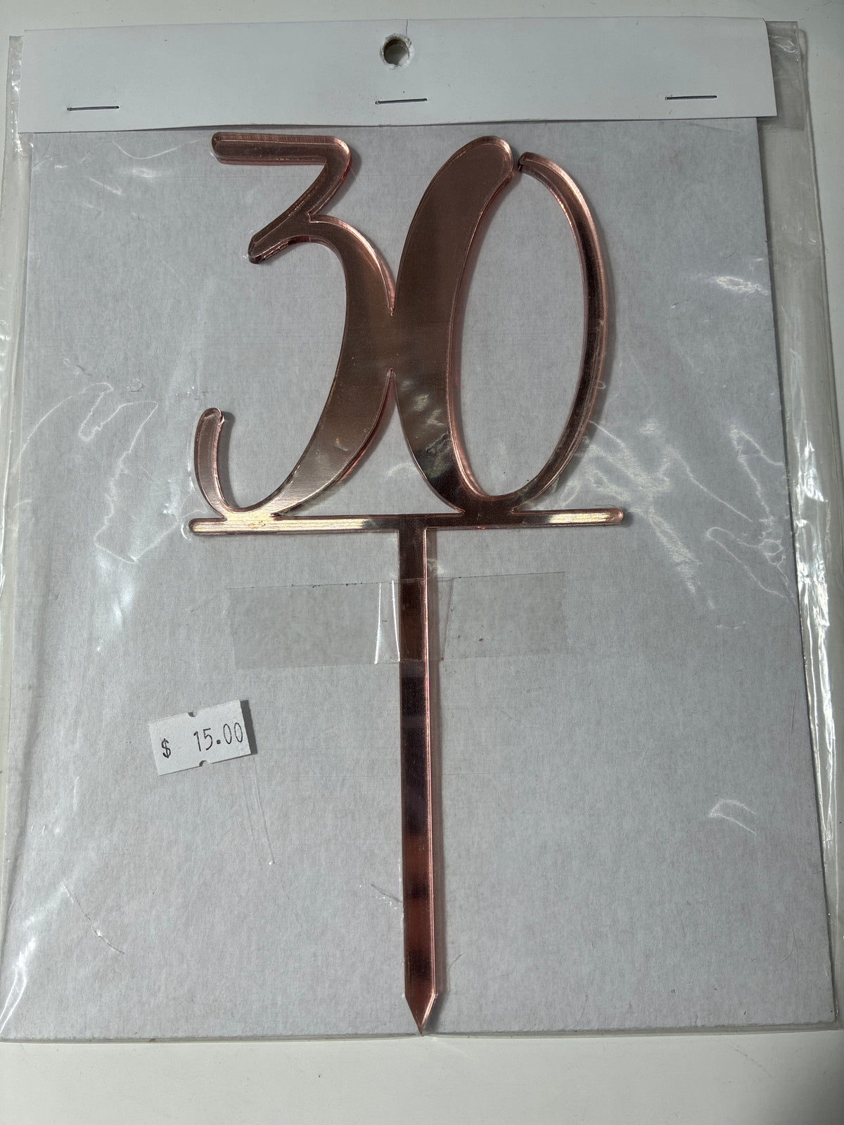 Acrylic 30 Number Topper - Rose Gold
