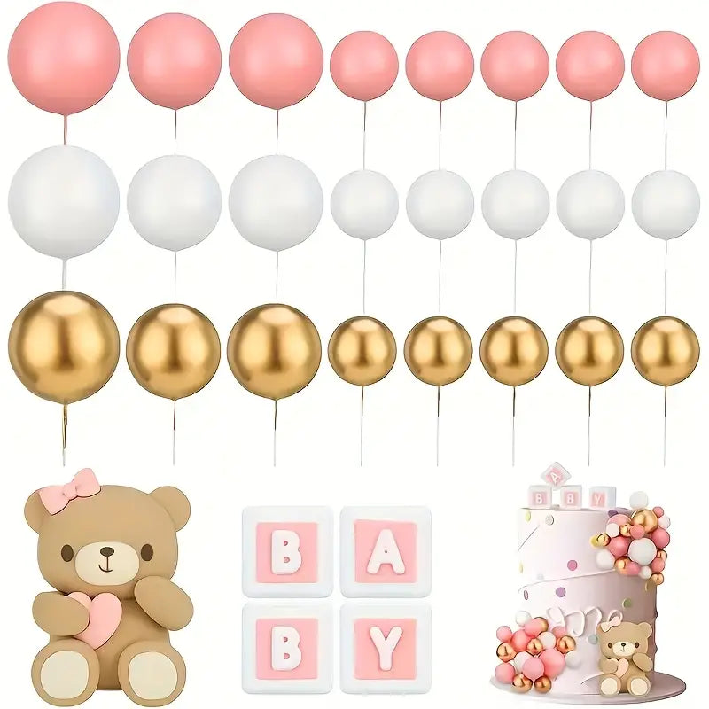 29PC Pink Teddy Bear Cake Decorating Kit