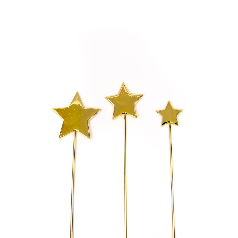 Cake & Candle Metal Cake Topper - Stars Gold