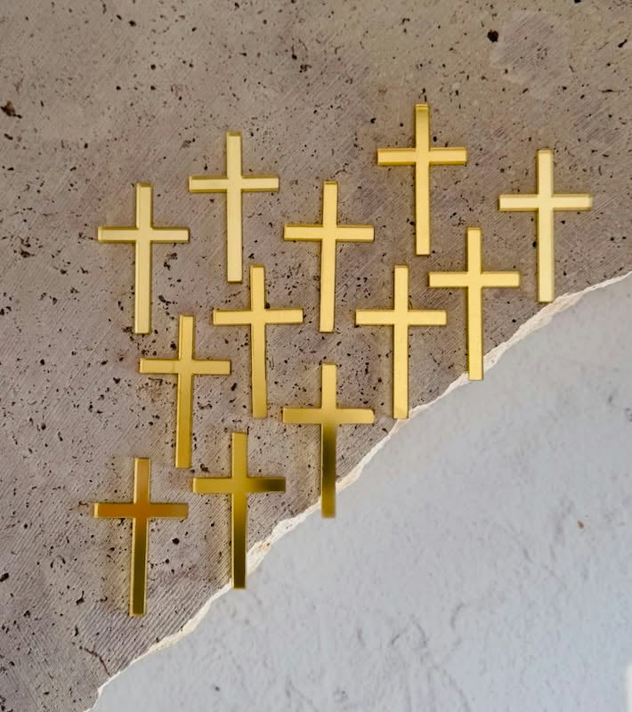 Skysies - Acrylic Gold Cross - Mini - 12Pk