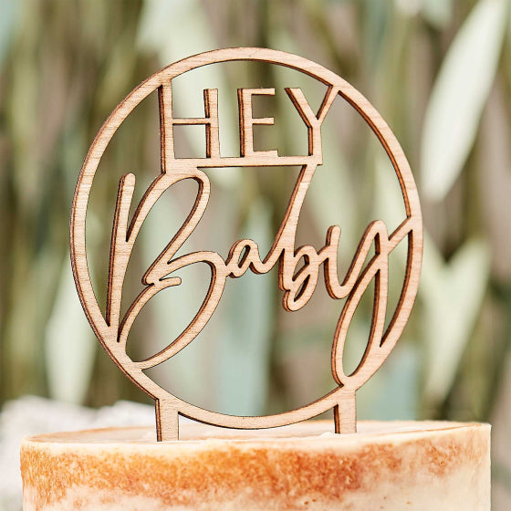 Botanical Baby Wooden Hey Baby Cake Topper.