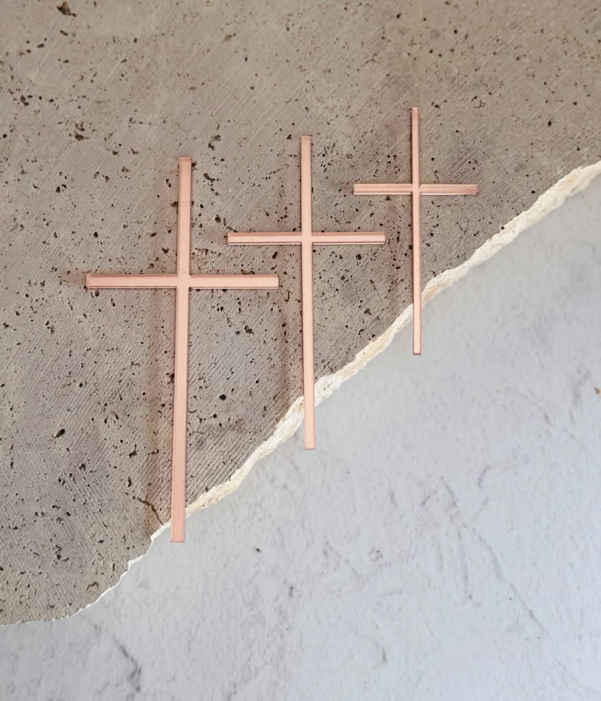 Skysies - Acrylic Rose Gold Cross - Medium - Thin