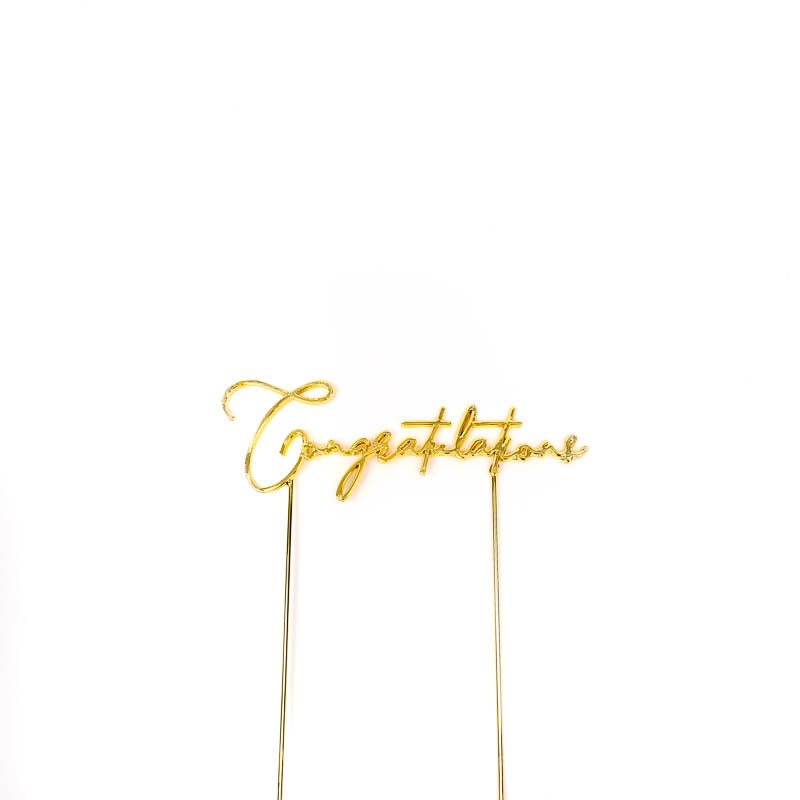 Metal Cake Topper - Congratulations - Gold.