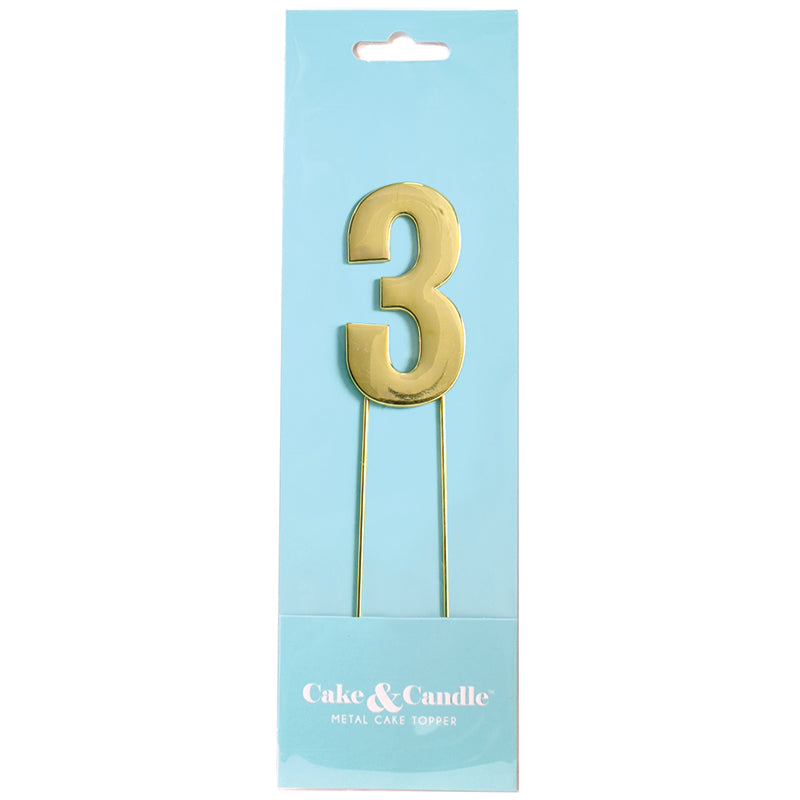 Metal Gold Number Cake Topper Bold - 3