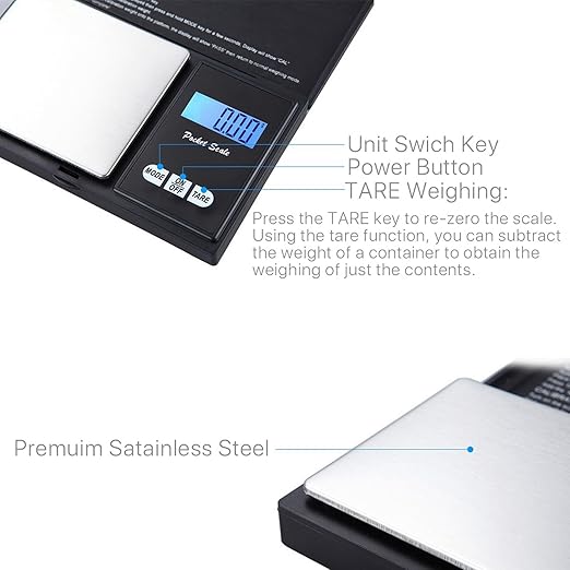 Digital Precision Pocket Scales 500g - With Protective Cover