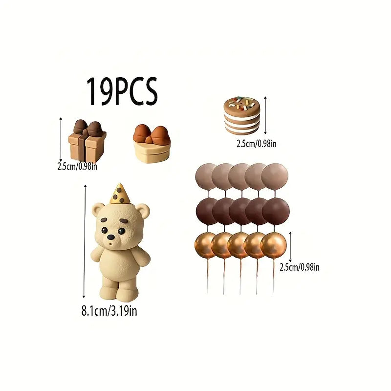19PC Brown Bear Cake Decorating Kit