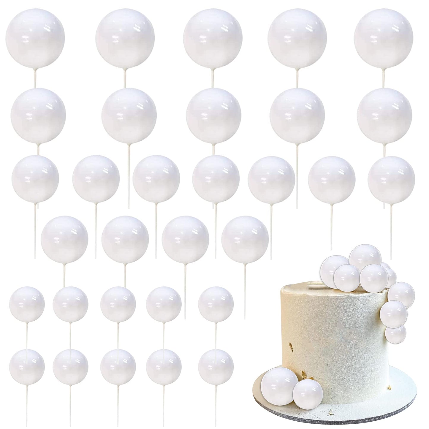 5PC Ball Topper - White - Assorted Sizes.