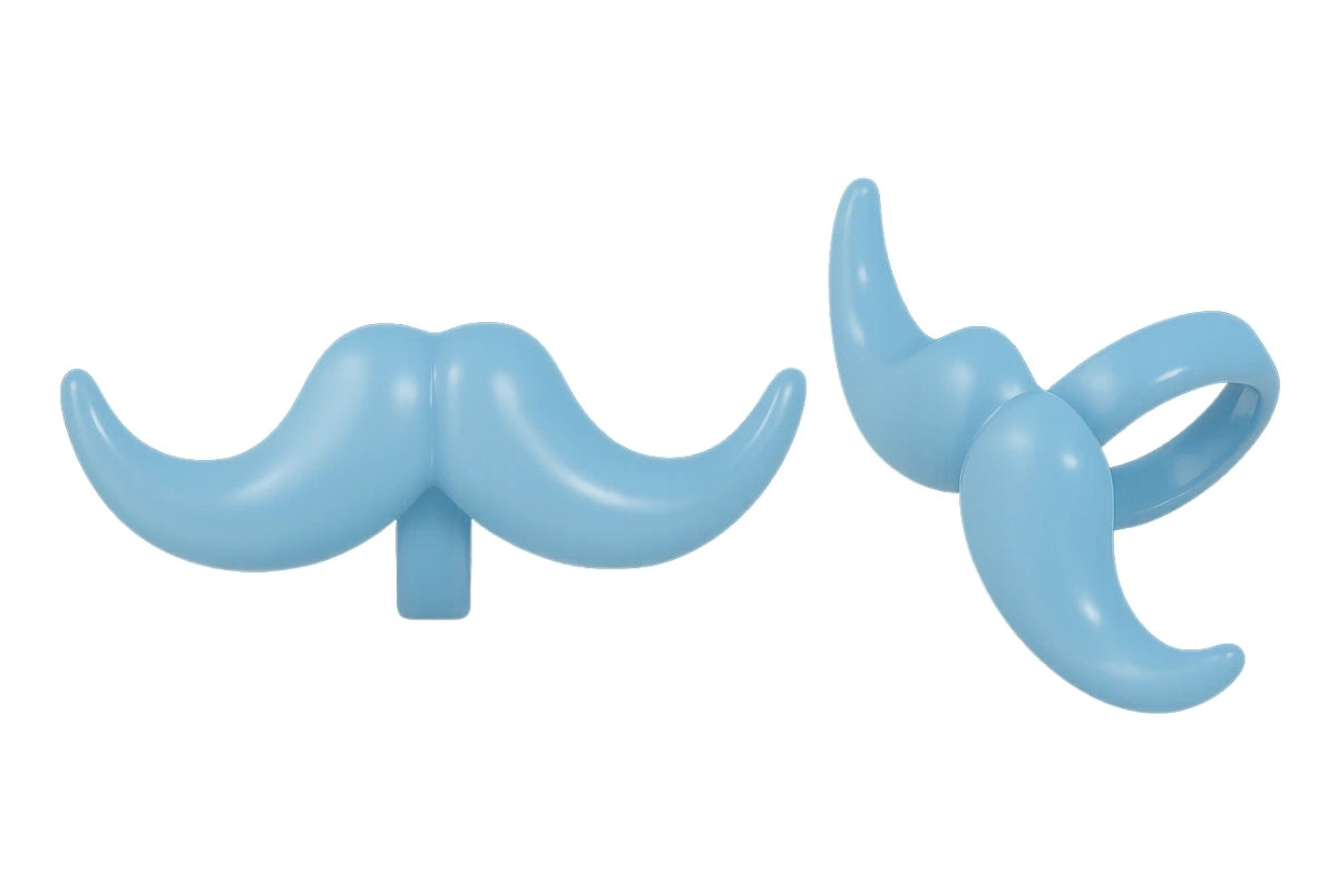 Iconic - 8Pk - Mustache Cupcake Rings - Blue