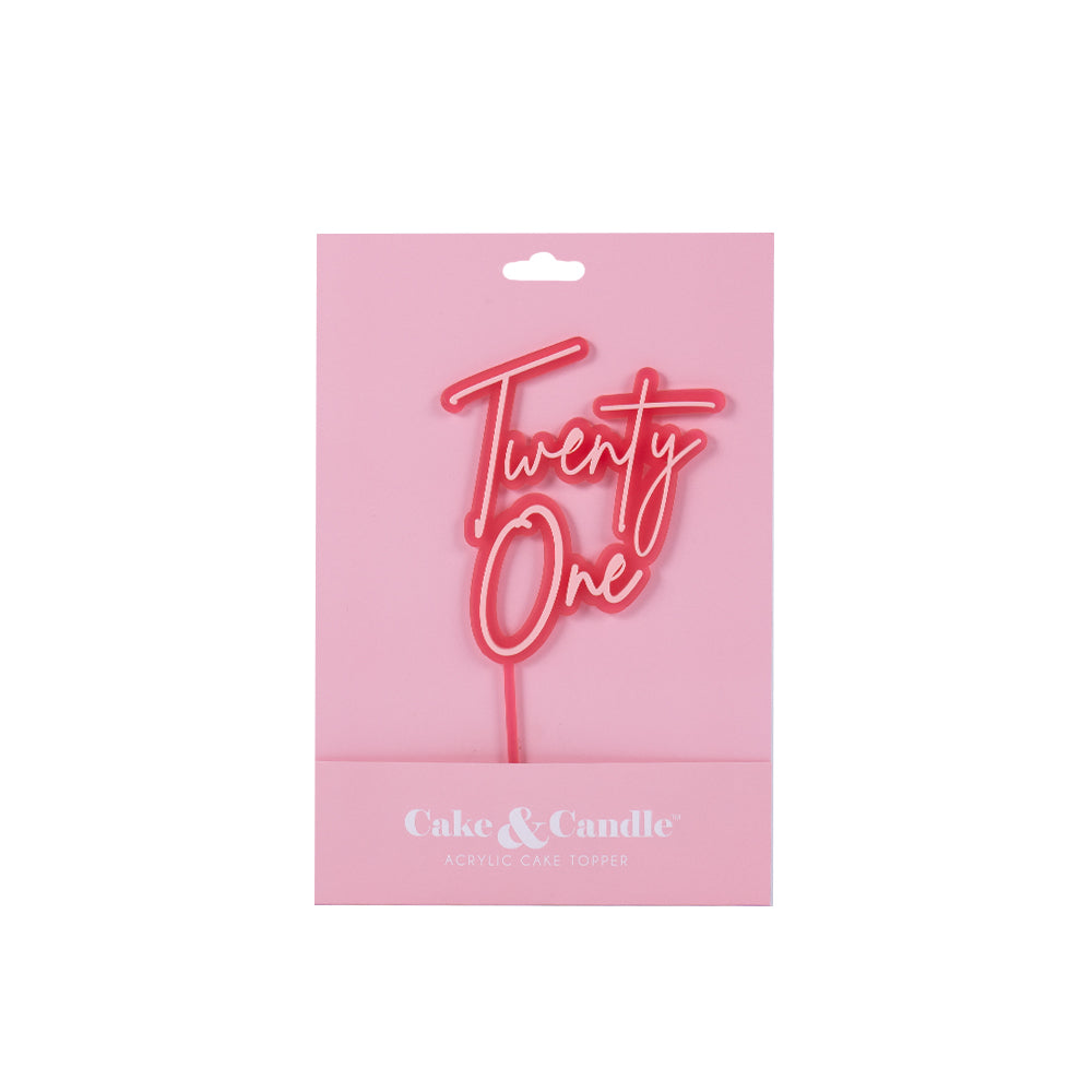 Hot Pink / Light Pink Opaque Layered Cake Topper - Twenty One