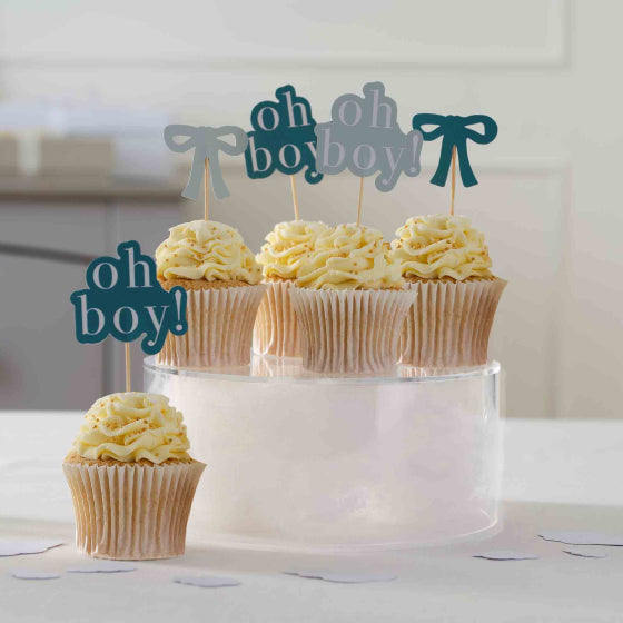 Cupcake Toppers - Oh Boy and Blue Bows