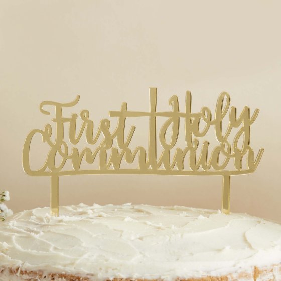 Hootyballoo - First Holy Communion Gold Acrylic Topper