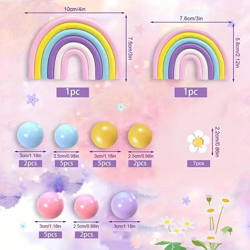 35PC Rainbow and Flower Cake Decorating Set