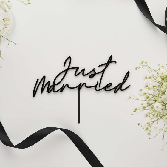 Hootyballoo - Acrylic - Just Married Cake Topper