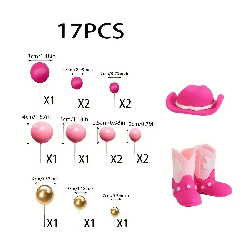17PC Cowgirl Pink Cake Decorating Kit