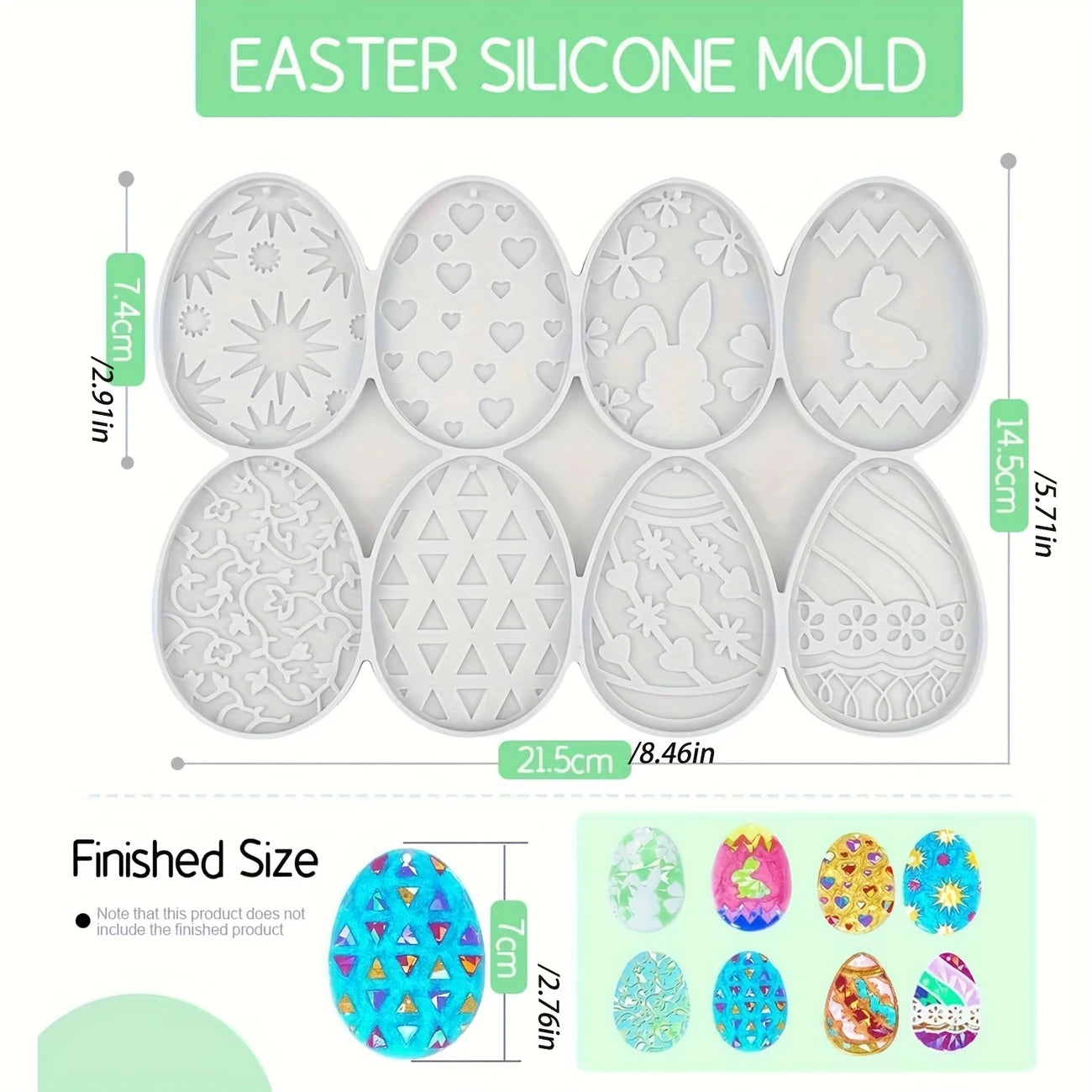 8PC Easter Egg Patterned Silicone Mould