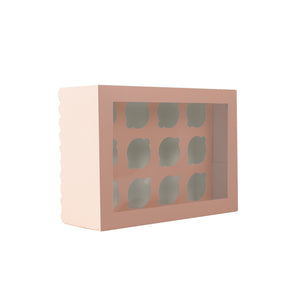 Papyrus - Scalloped Tall 12 Hole Cupcake Box - Pastel Pink