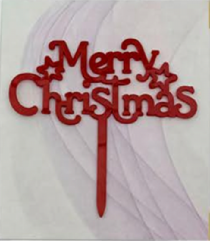 Merry Christmas Cake Picks 10pk - Red