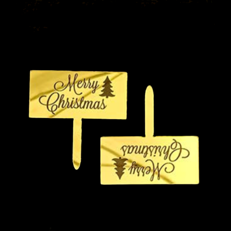 Merry Christmas with Tree Cake Picks 20pk - Gold