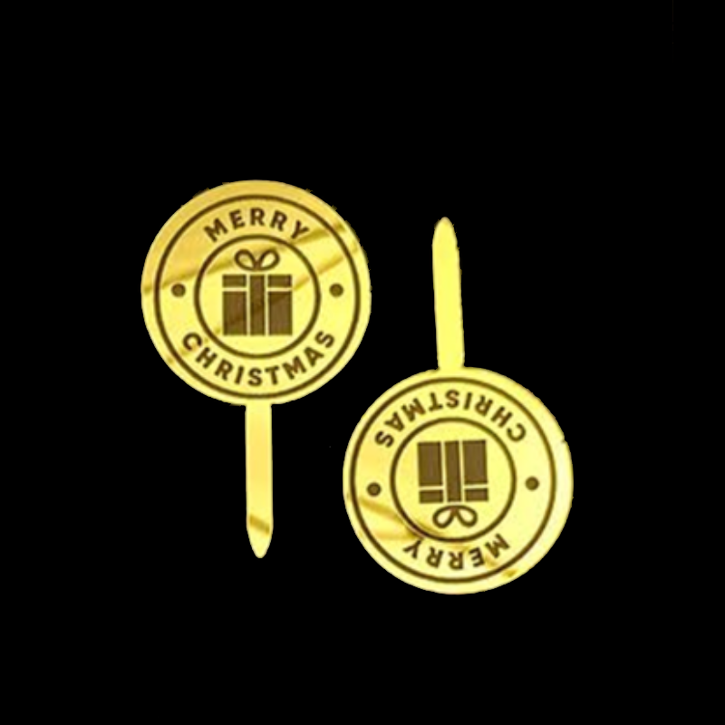 Merry Christmas Cake Picks 20pk - Gold